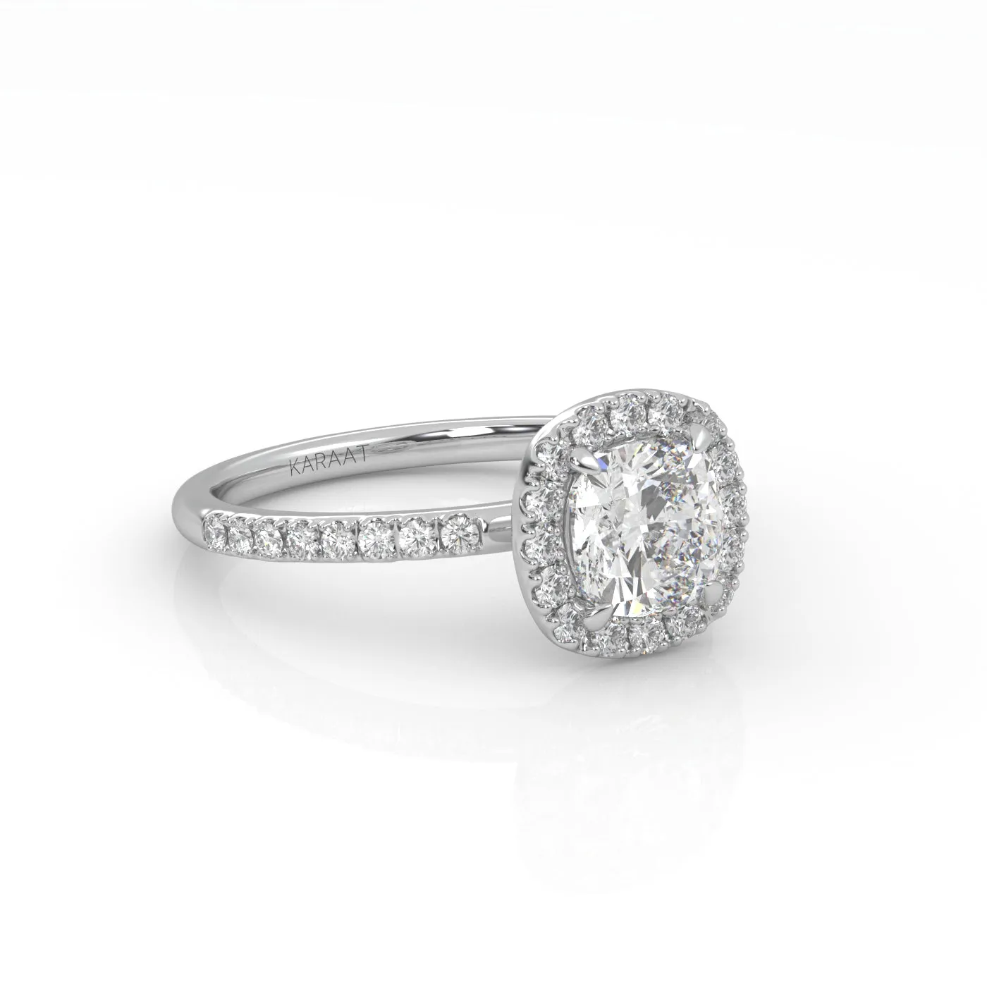 The Cushion Solitaire with Pavé band and Halo