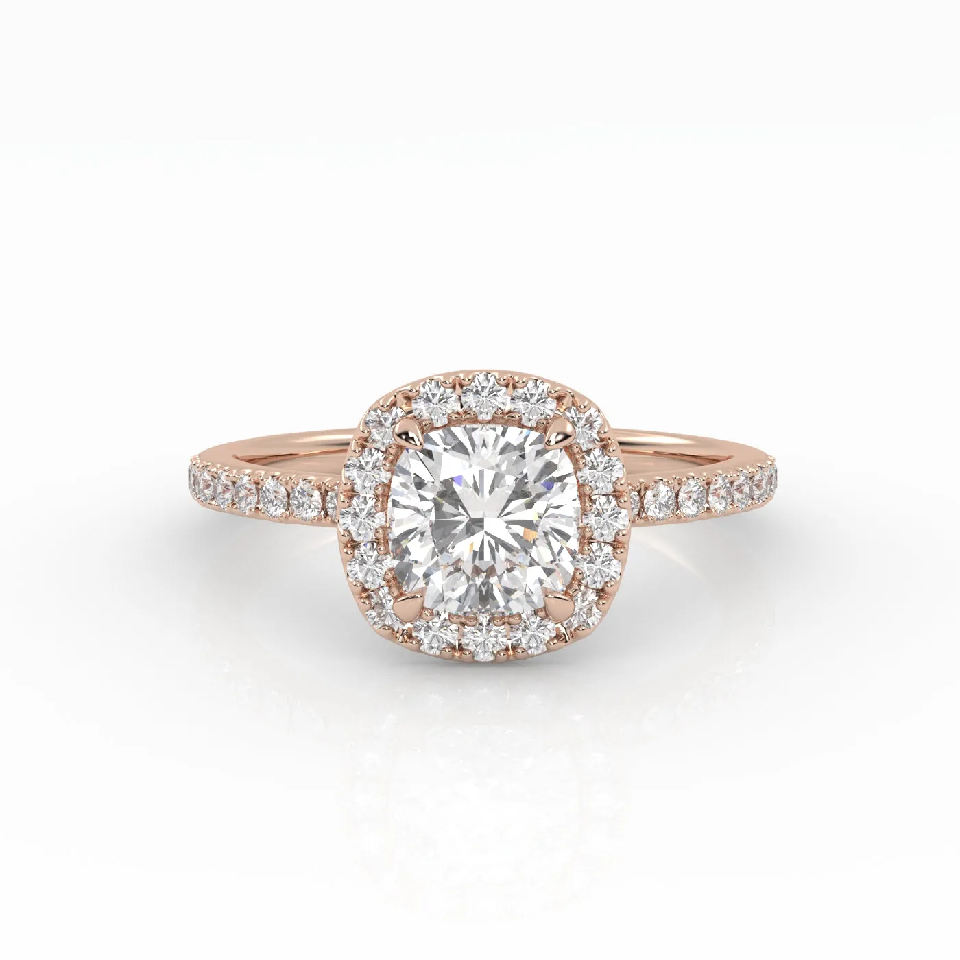 The Cushion Solitaire with Pavé band and Halo