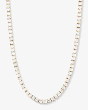 The Queen's Tennis Necklace 16" - Gold|White Diamondettes