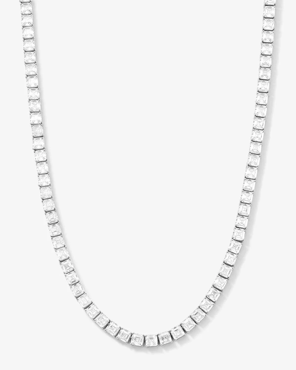 The Queen's Tennis Necklace 24" - Silver|White Diamondettes