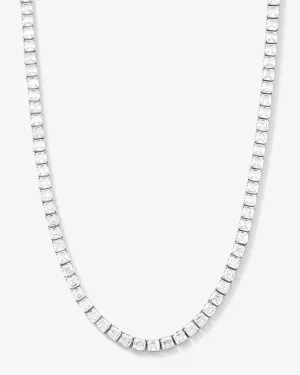 The Queen's Tennis Necklace 24" - Silver|White Diamondettes