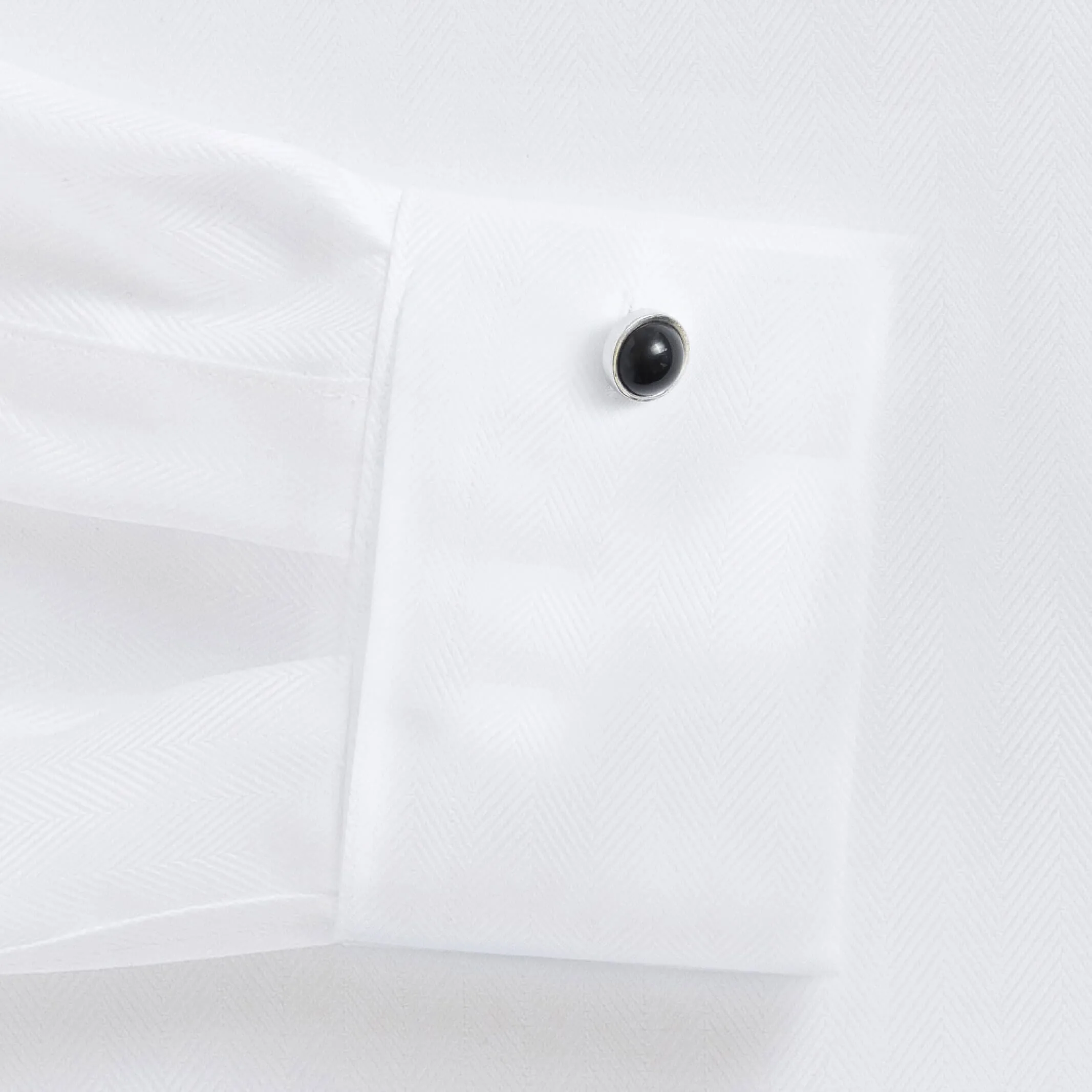 The White Canbury Herringbone Non Iron Custom Tuxedo Shirt