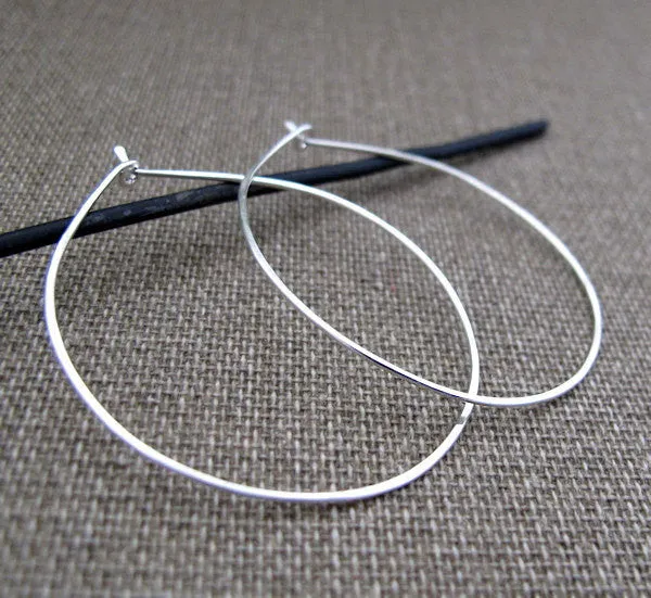 Thin Sterling Silver Teardrop Hoops