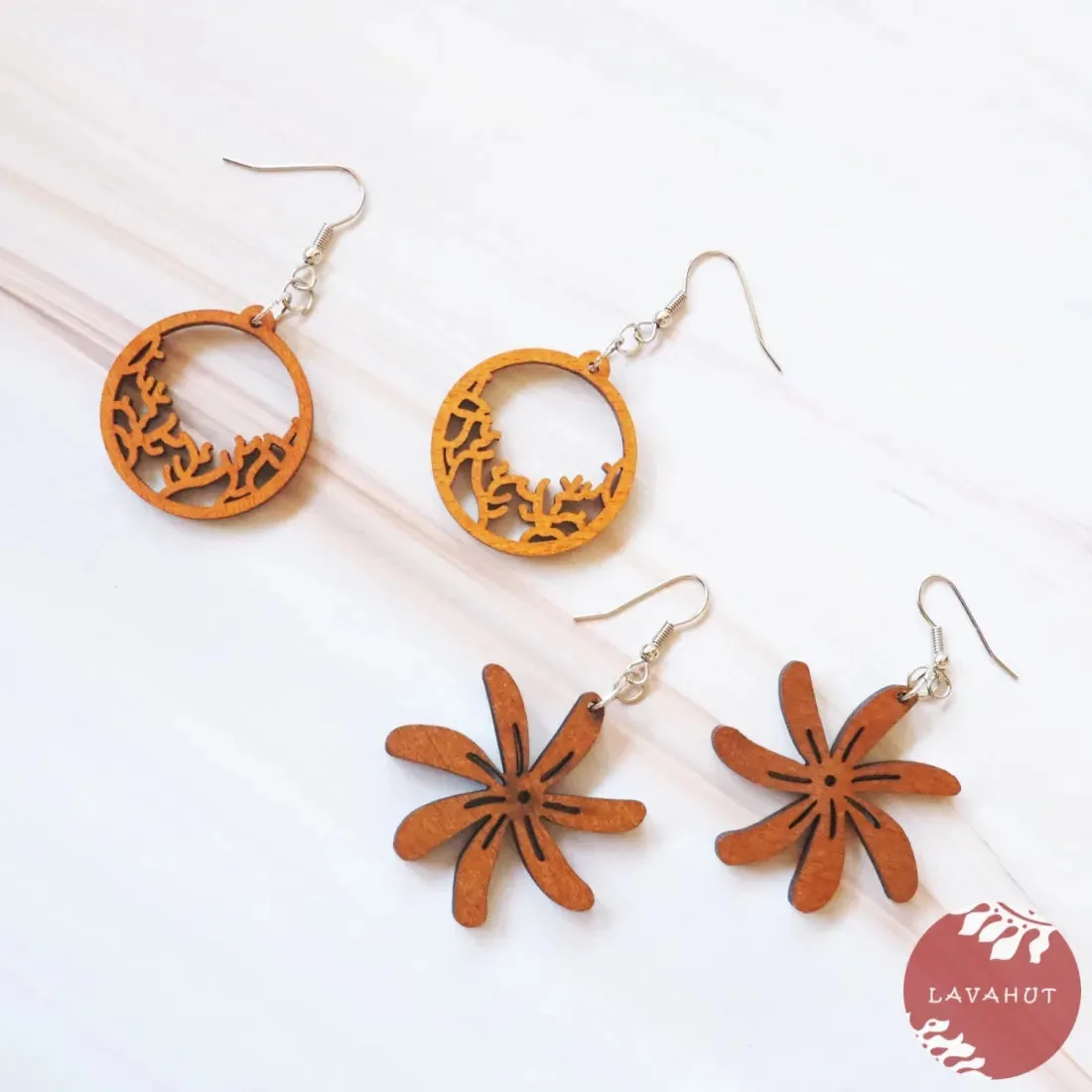 Tiare Wooden Drop Earrings