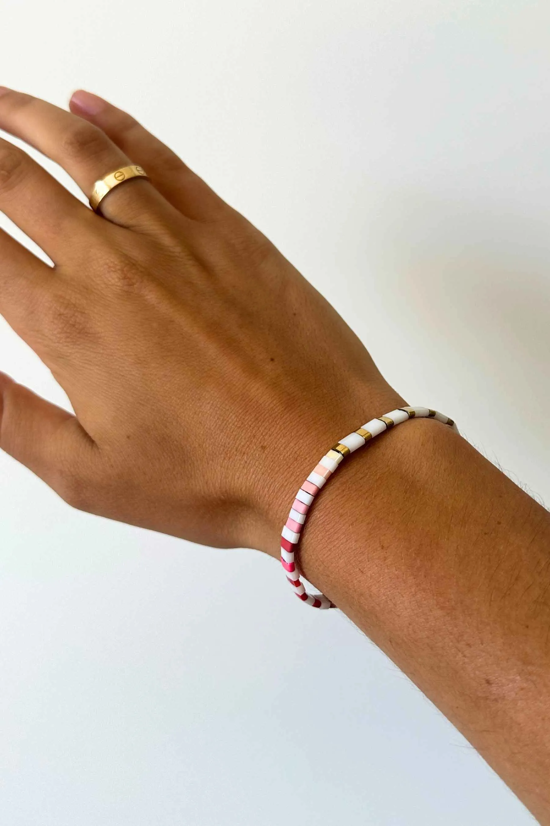 Tile  Bracelet | White,Pink, Red Combo