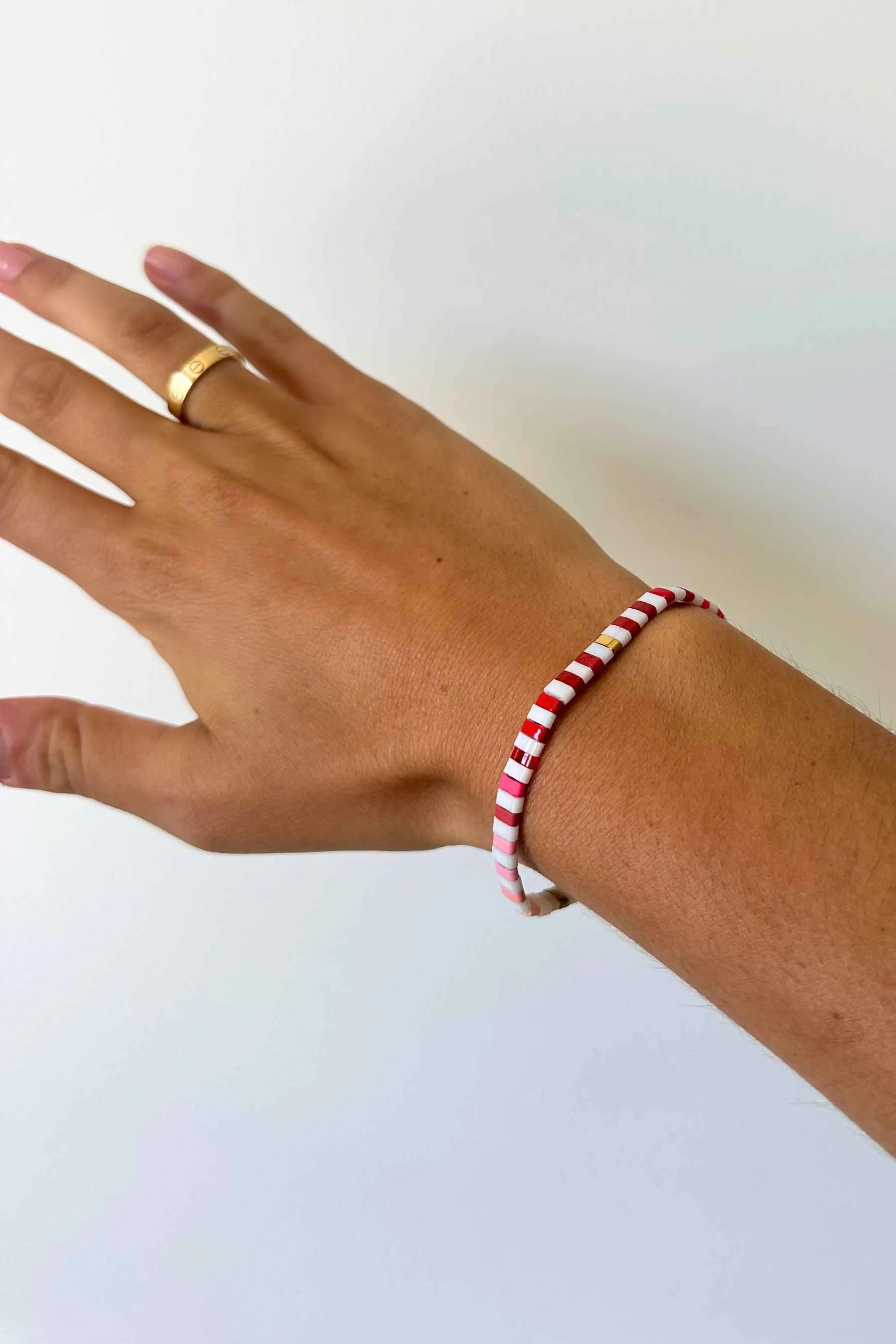 Tile  Bracelet | White,Pink, Red Combo