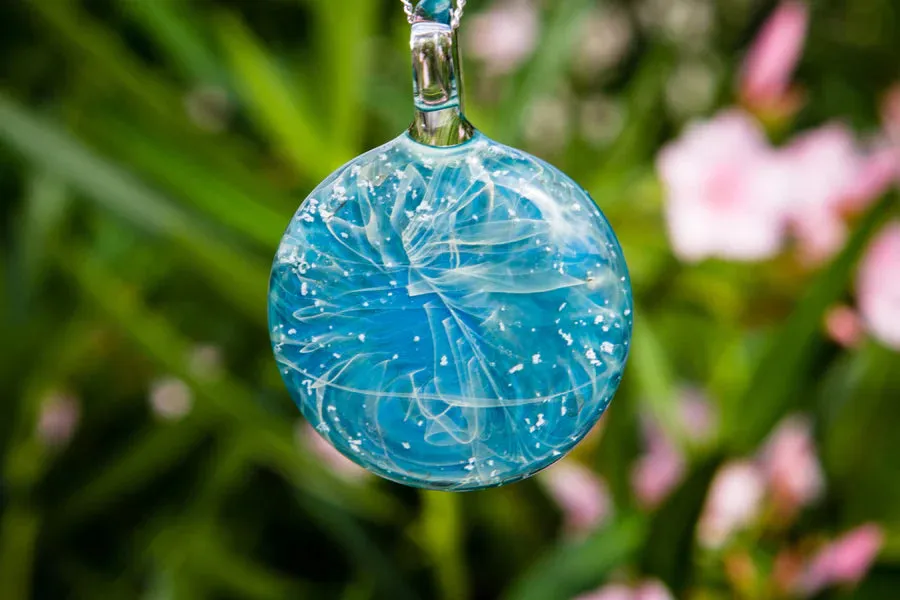 Turquoise Glass Pendant with Infused Cremation Ash