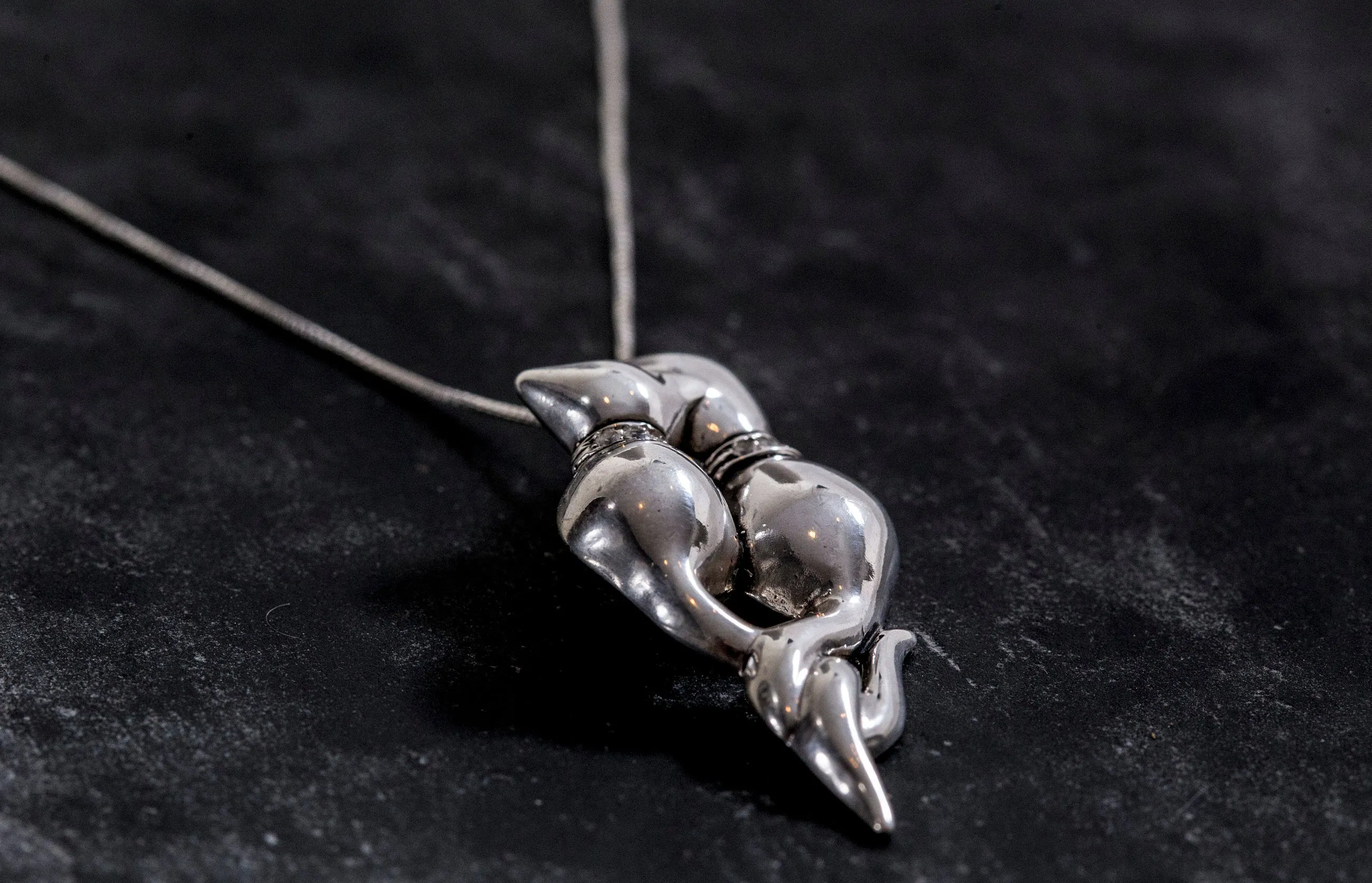 Two Cat Necklace - Silver Cat Necklace - Cat Lover Pendant