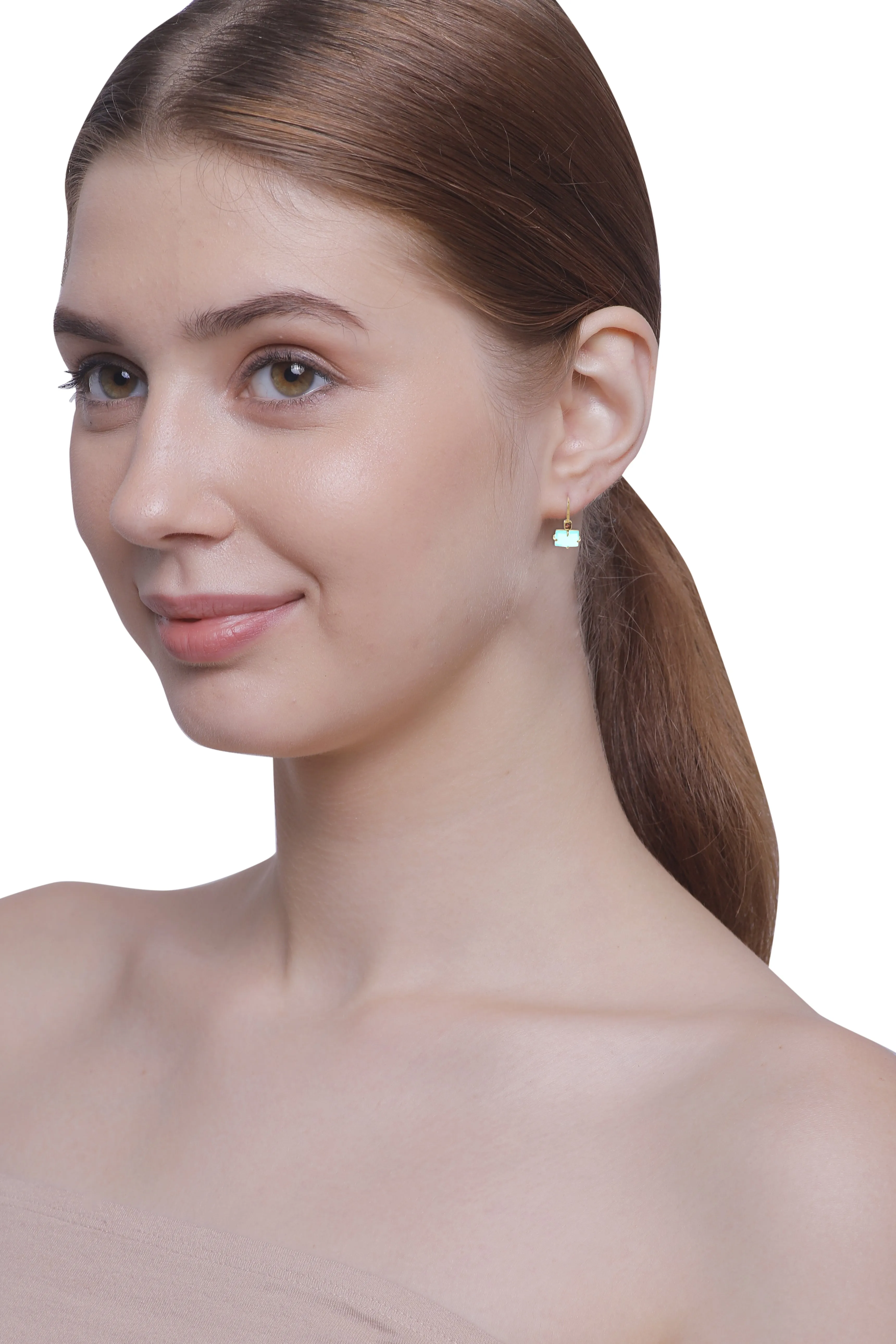 Vama | Amara Earrings | Metal-Sterling Silver | Stone-Aqua Chalcedony | Finish-Shiny