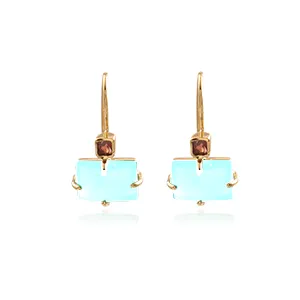 Vama | Amara Earrings | Metal-Sterling Silver | Stone-Aqua Chalcedony | Finish-Shiny