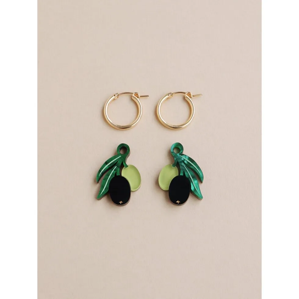 Wolf & Moon : Olive Hoop Earrings