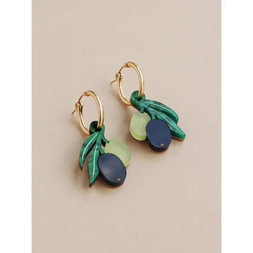 Wolf & Moon : Olive Hoop Earrings