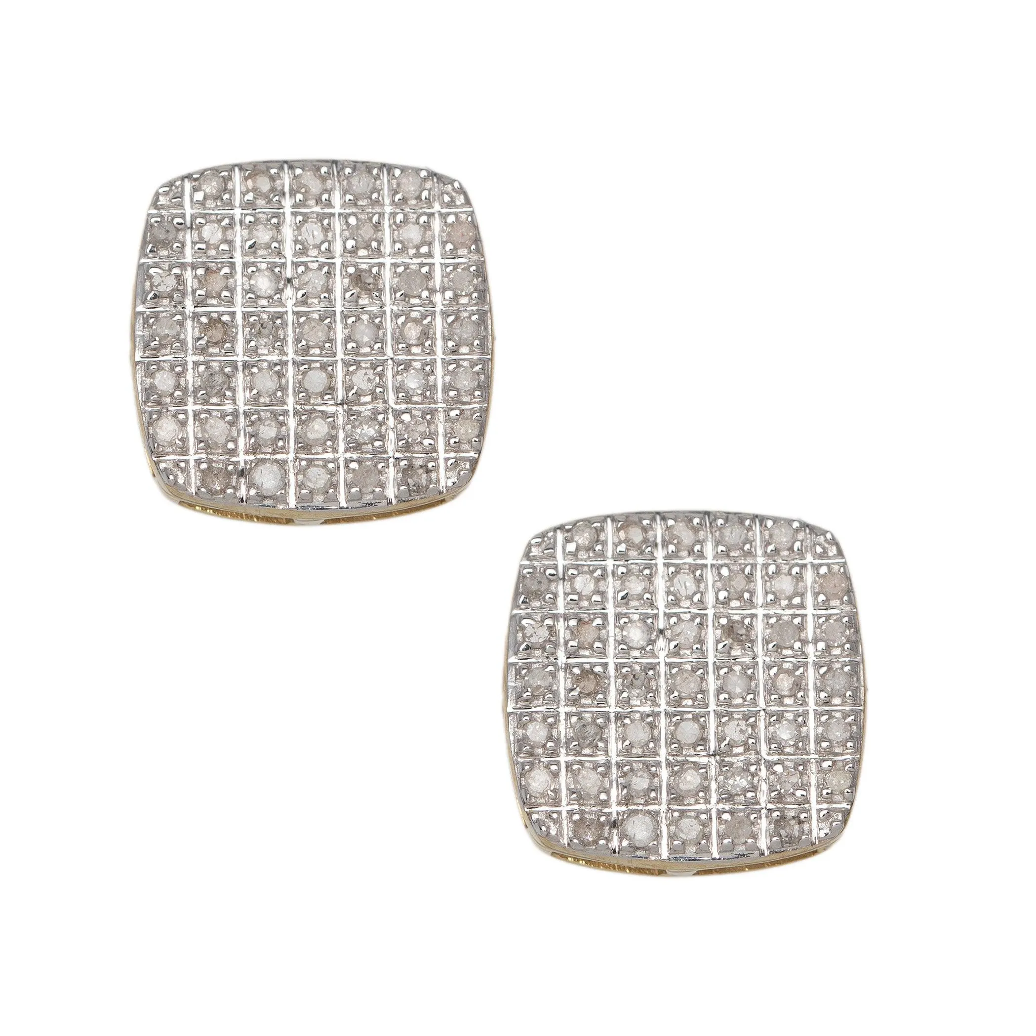 Women's Square Micro-Pavé Diamond Stud Earrings 0.32ct 10K Yellow Gold